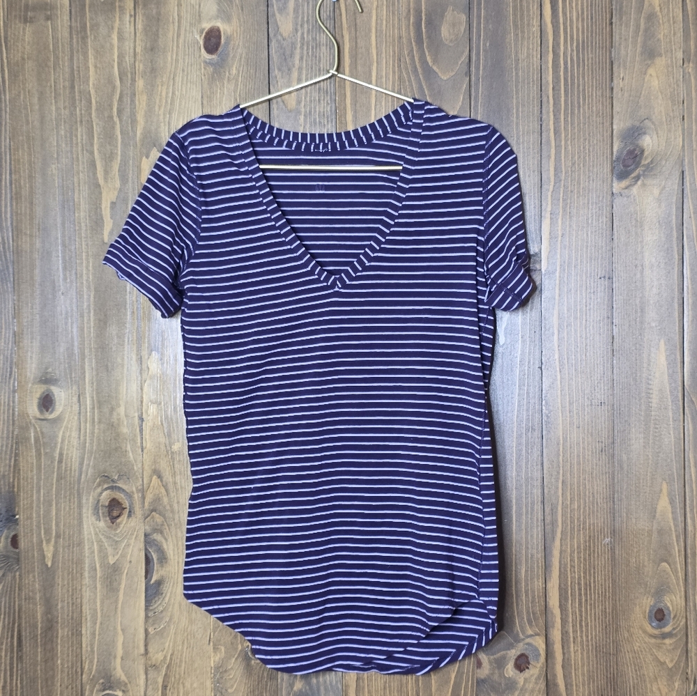Lululemon Classic Stripe V Neck Love Tee